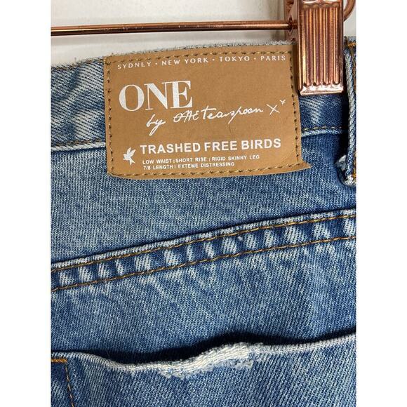 One x OneTeaspoon Trashed Freebirds Low Waist Short Rise Rigid‎ Skinny Leg Jeans - Picture 7 of 10